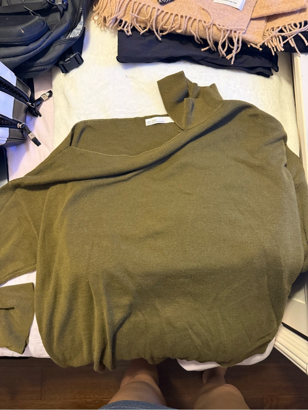 OAK + FORT Olive Green Turtleneck Sweater